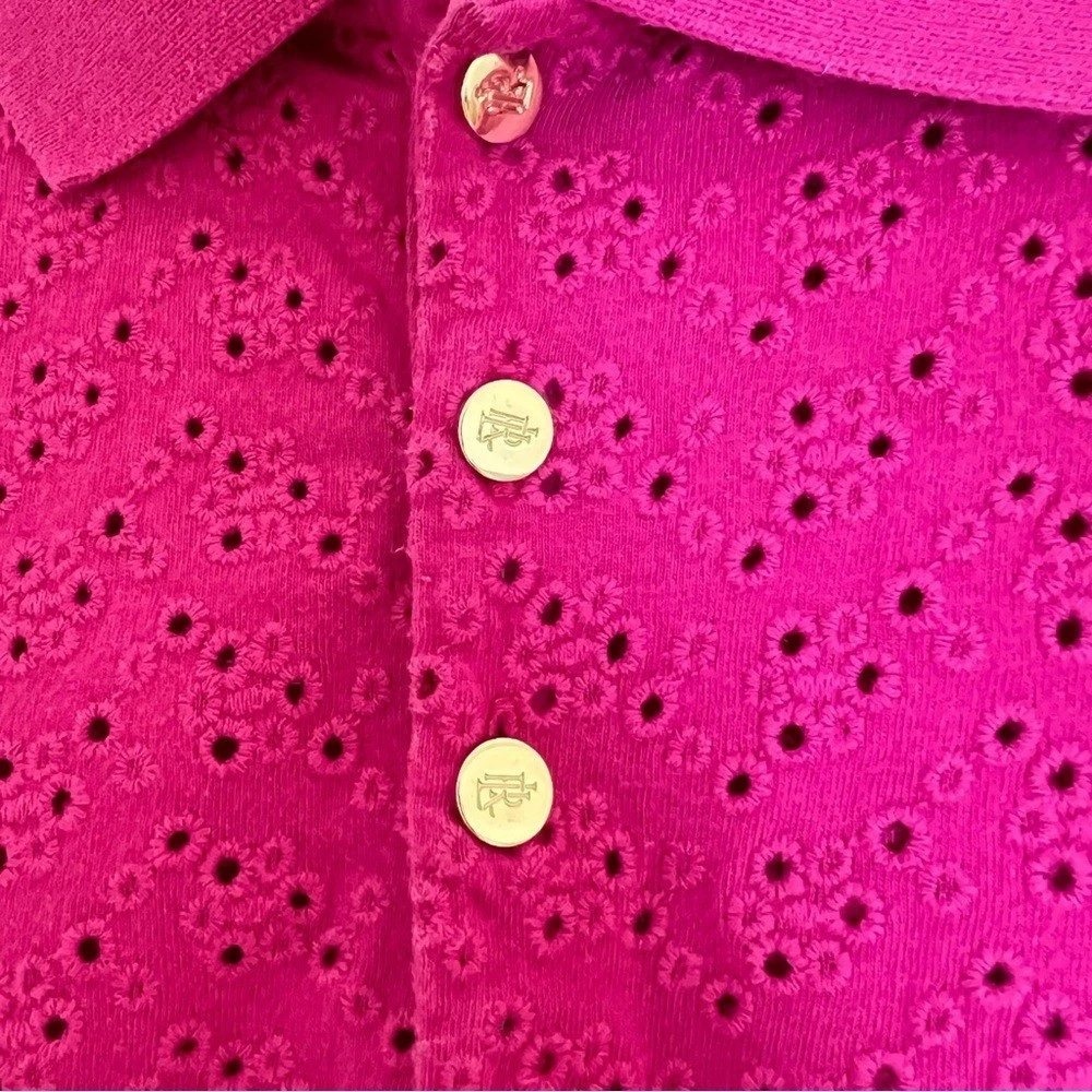 Lauren Ralph Lauren Pink Eyelet Polo Top - Picture 5 of 8